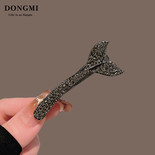 韩版水钻精致鱼尾发夹女2026新款网红高级感刘海夹侧边鸭嘴夹头饰