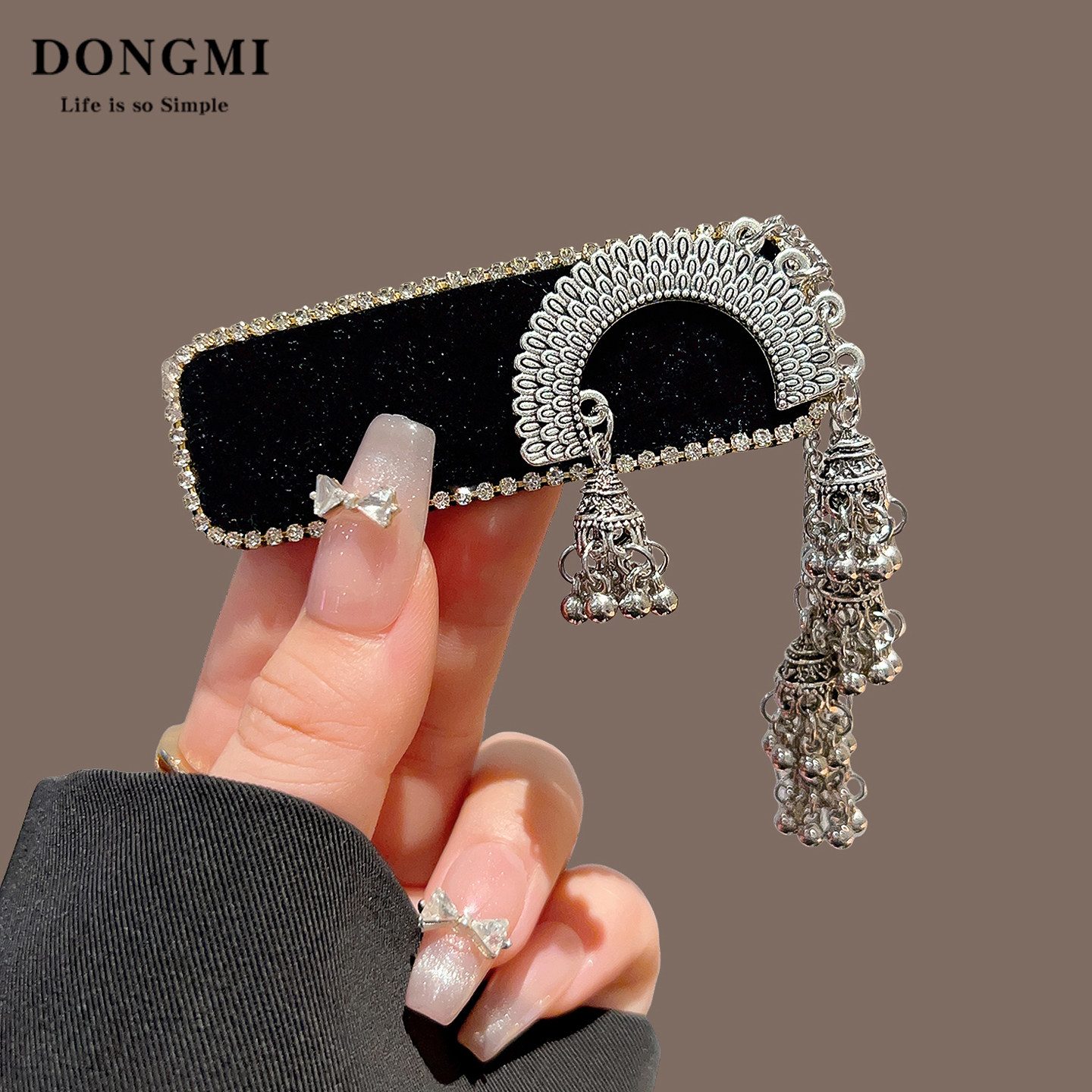 苗疆新中式植绒流苏铃铛发夹女新款高端民族风侧边刘海夹BB夹头饰,饰品/流行首饰/时尚饰品新,发饰,淘宝优惠券,粉丝福利购,淘宝优惠卷