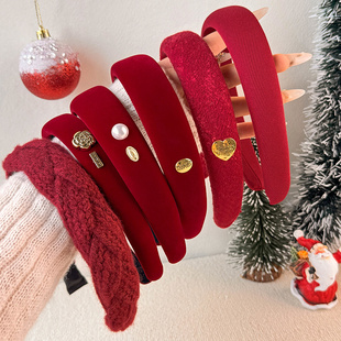 安可拉红发箍女高颅顶宽边压发头箍2026圣诞新年洗脸头箍发卡发饰