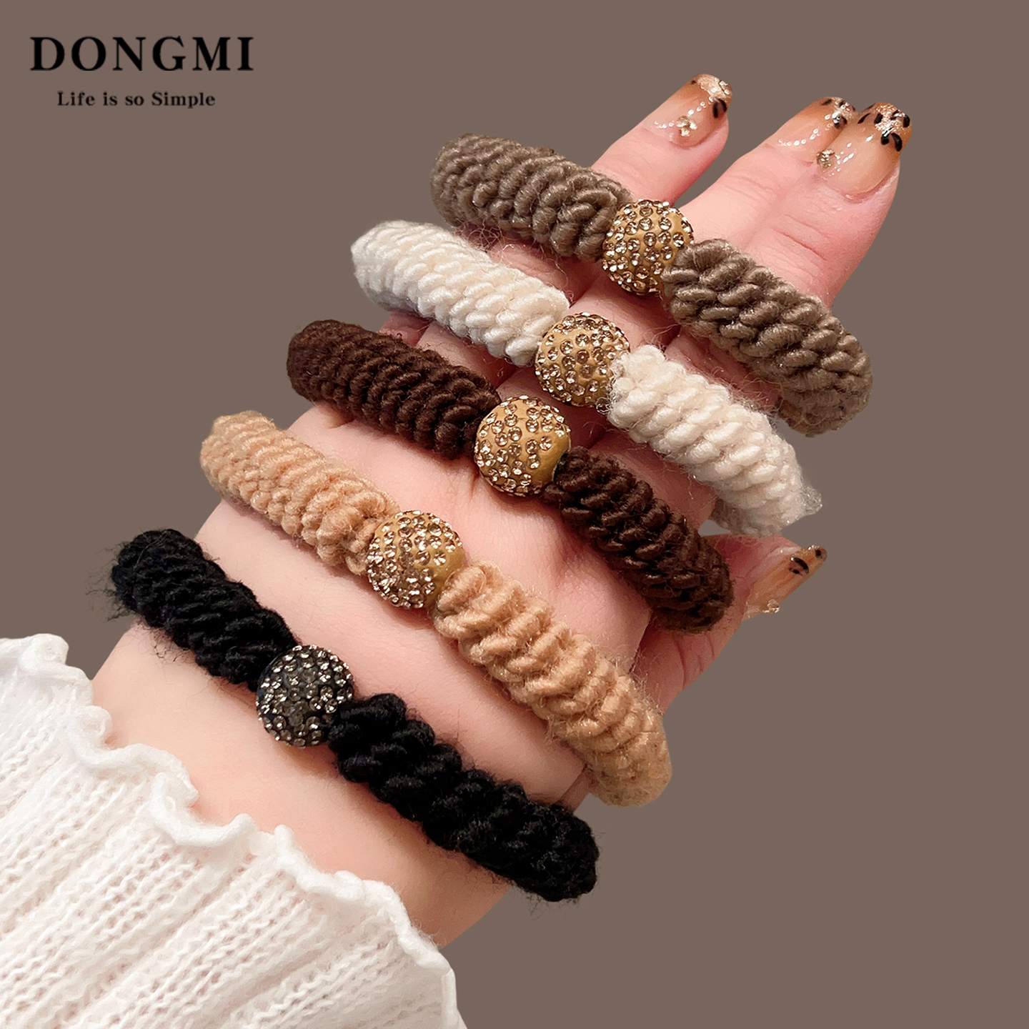 高级感水钻珠珠发圈女扎头发皮筋