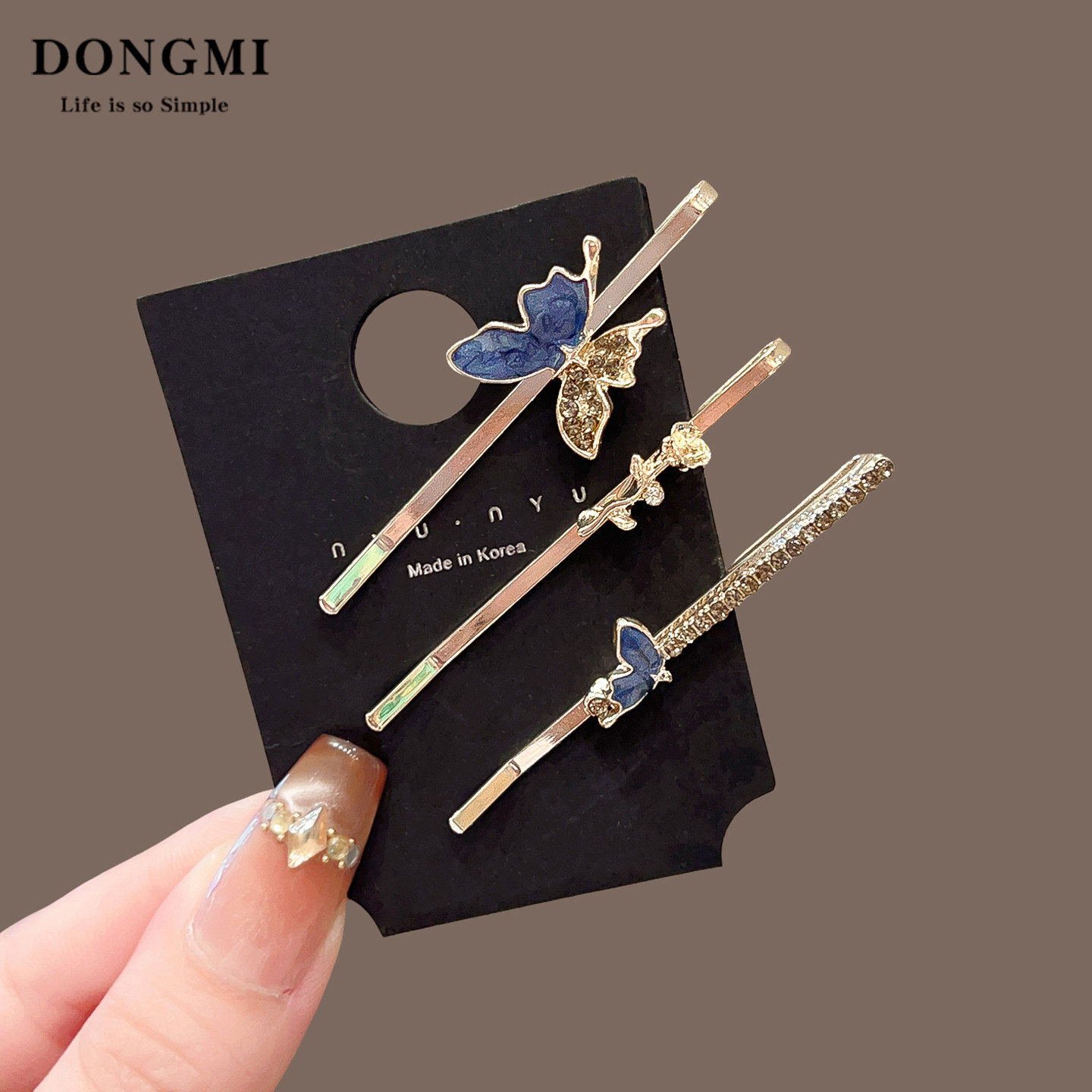 高级水钻蝴蝶一字夹发夹