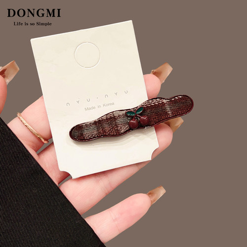 气质复古红色樱桃发夹边夹少女