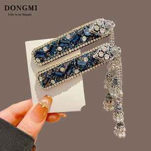 新中式精致水钻铃铛流苏发夹女款高级感发卡侧边刘海夹BB夹子头饰