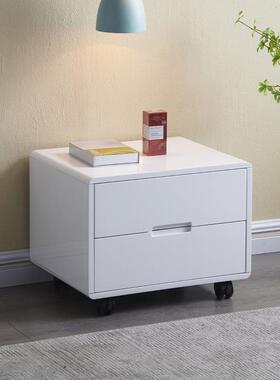 SNA6023万向轮带轮子的床头柜可拆卸油漆白色简单现代家庭卧室创