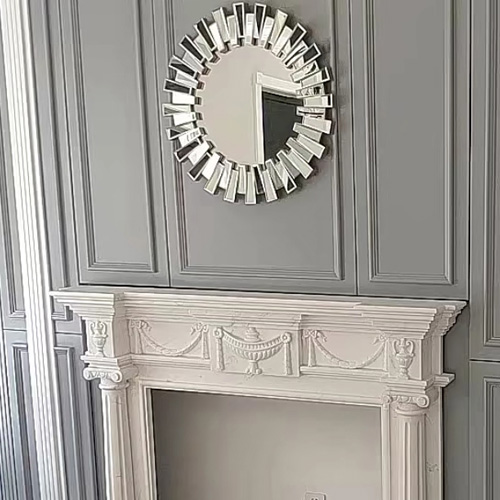 简美式轻奢装饰壁挂镜子卫生间浴室镜玄关餐厅圆形太阳玻璃拼镜