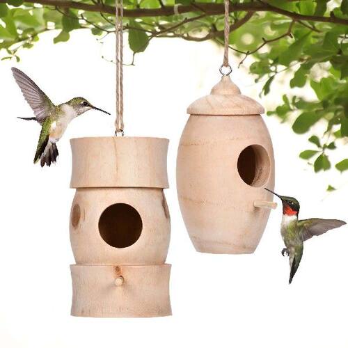 好货Wooden Bird Nest Hanging House Natural Wooden Cage Resti