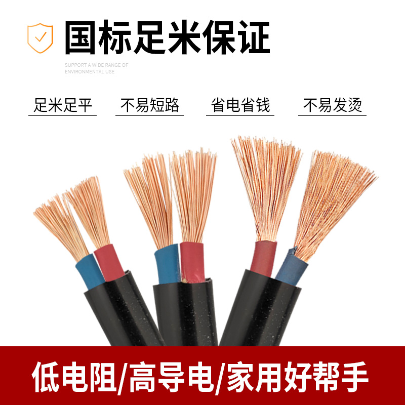 二芯国标电缆线家用户外1.5 2.5 4平方防冻电线软线护套线电源线