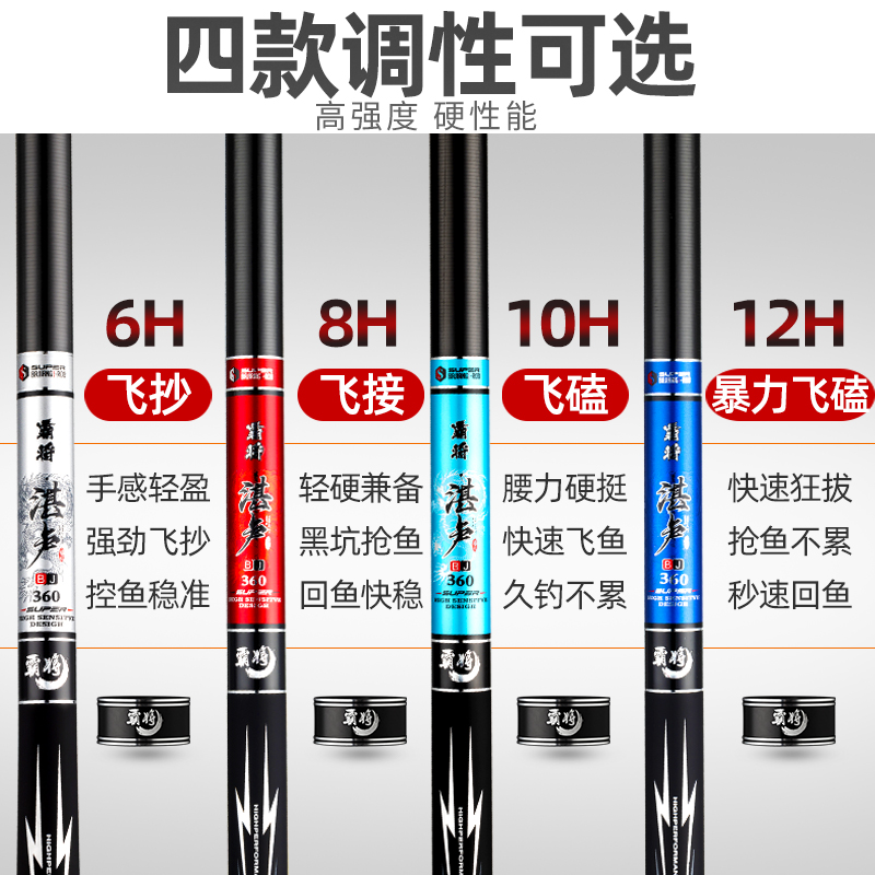 黑坑飞磕鱼竿10鲤鱼竿6超轻超硬19调8H黑棍12H战斗竿大笑泠泠矣念