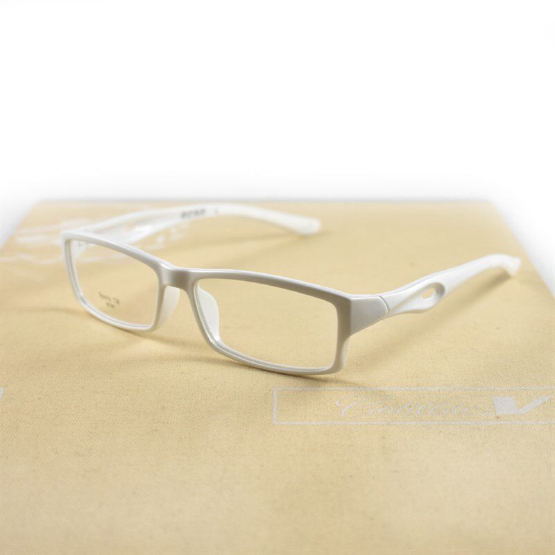 极速长沙 配镜 全框板材眼镜架男女运动款 纯白色平光防蓝光眼镜