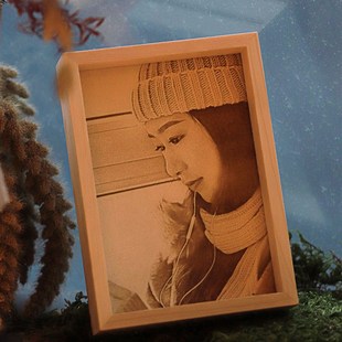 彩雕木刻画相框照片定制diy生日礼物送女友朋友走心的七夕圣诞节