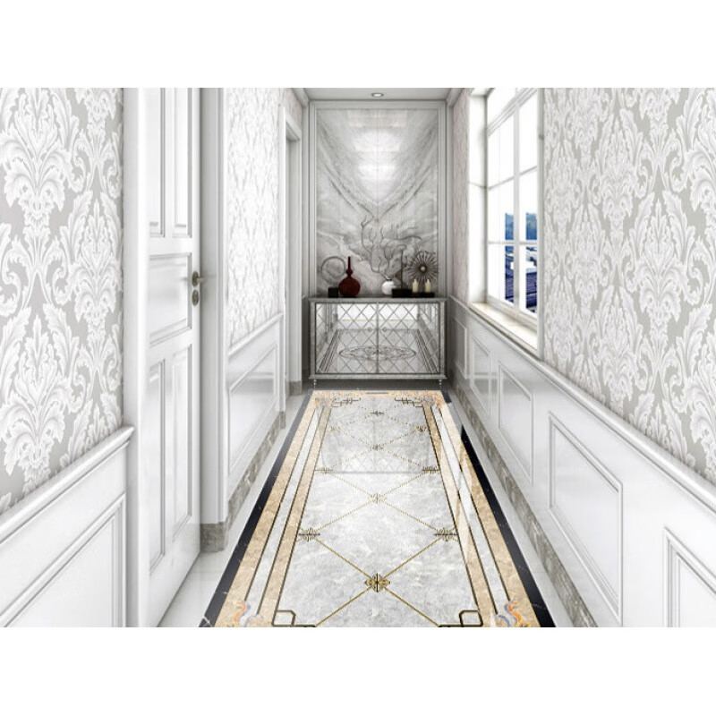 无限拼花瓷砖客厅饭厅入户过道800x800拼花图地砖抛晶灰色抛晶砖1