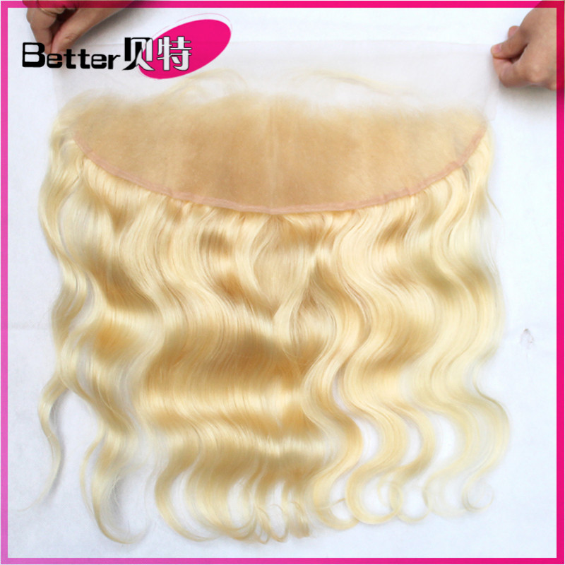 613# blonde lace frontal closure 13*4 body wave human hair