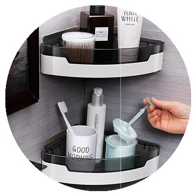 转角架收纳架置物架免打孔厕所吸壁式卫生间壁挂浴室三角墙上