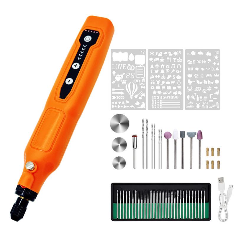 跨境55PC迷你电磨 电动工具绘画模板钻孔机无绳抛光笔208A带灯