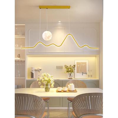 餐厅吊灯现代简约奶油风餐桌吧台灯创意艺术月球极简长条饭厅灯具