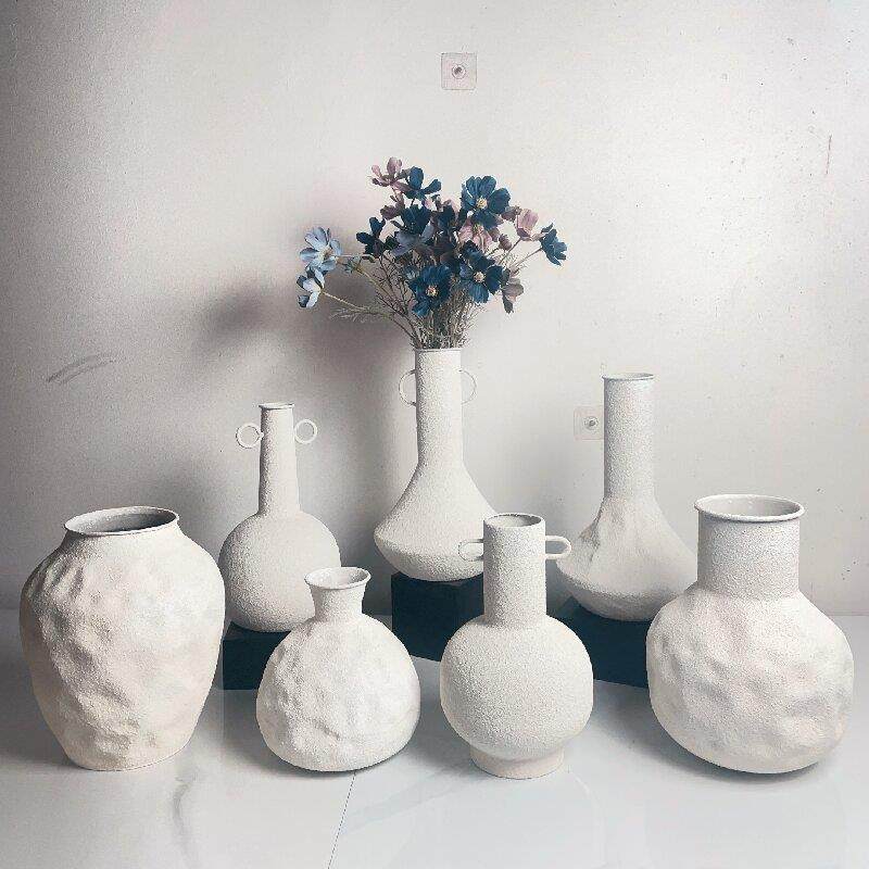 北欧防粗陶铁艺花盆高级感复古白色插花器桌面摆件别墅庭院绿植盆,农机/农具/农膜,播种栽苗器/地膜机,淘宝优惠券,粉丝福利购,淘宝优惠卷