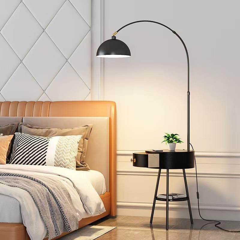 现代简约客厅卧室收纳柜遥控无线充电茶几角落床头led落地台灯