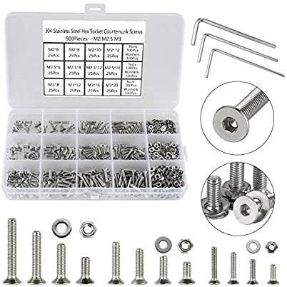 1180pcs304不锈钢平头内六角螺丝沉头内六角盒装螺丝组合螺栓螺钉