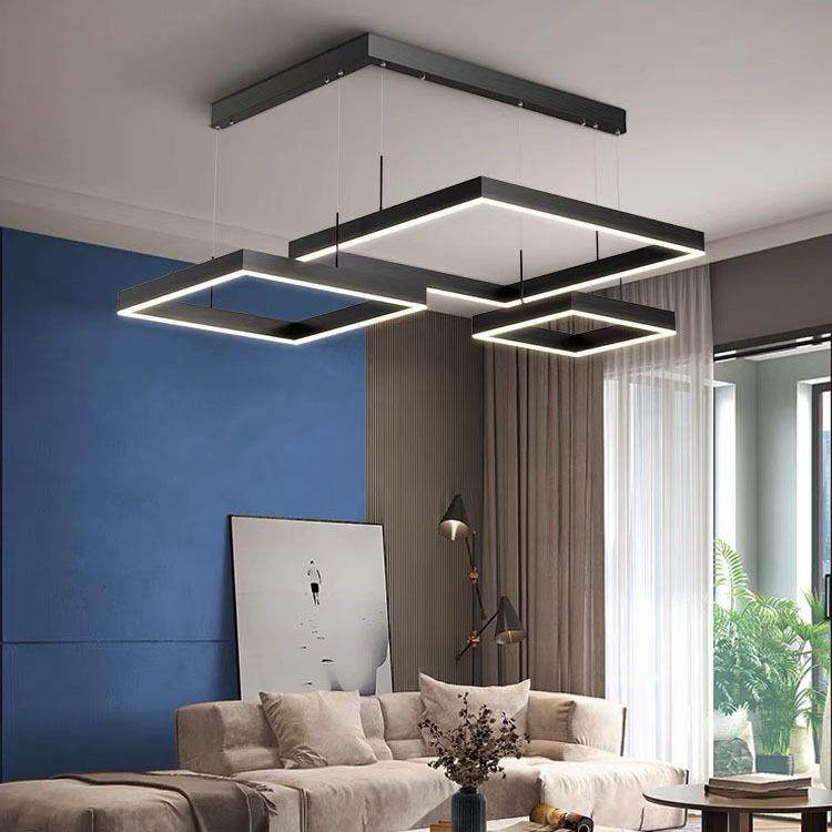 后现代简约吊灯轻奢大气客厅卧室餐厅灯黑色方框组合三色光led灯,农机/农具/农膜,播种栽苗器/地膜机,淘宝优惠券,粉丝福利购,淘宝优惠卷