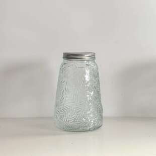 法式复古浮雕玻璃瓶时尚玻璃罐玻璃可乐桶储物罐咸菜罐酿酒玻璃罐