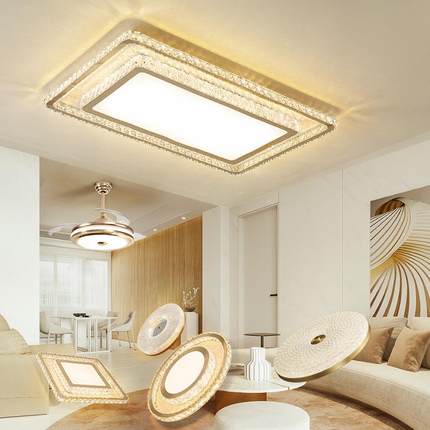 新款全铜水晶客厅灯吸顶灯led简约现代大气主灯全屋套餐组合灯具