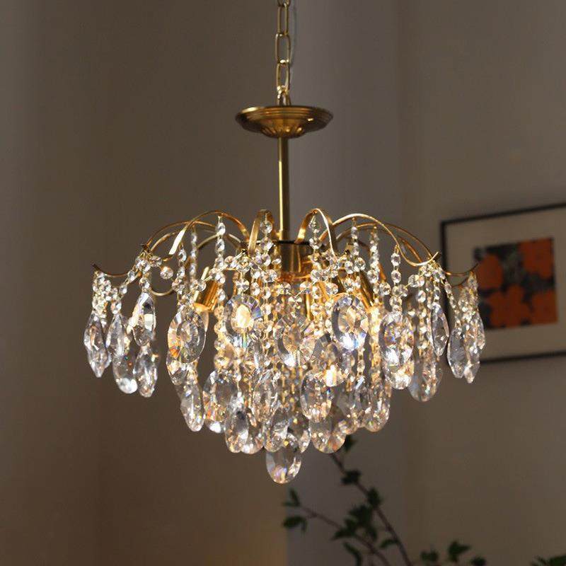 轻奢全铜水晶吊灯法式客厅卧室灯玄关床头书房复古网红美式餐厅灯