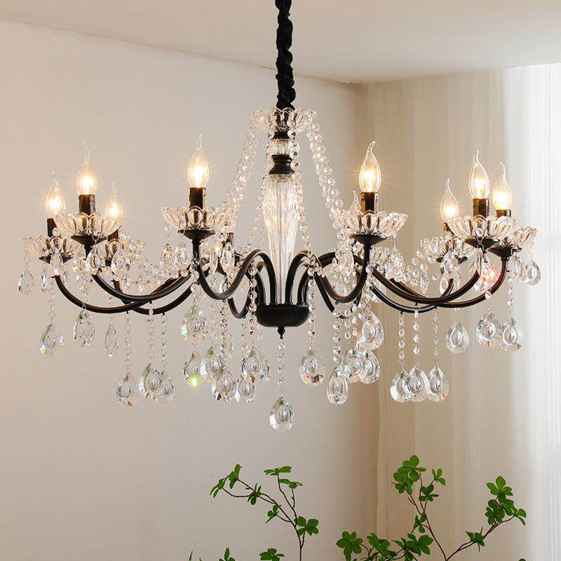 水晶吊灯客厅卧室餐厅厨房浴室欧式吊灯黑色创意枝形灯具厂家