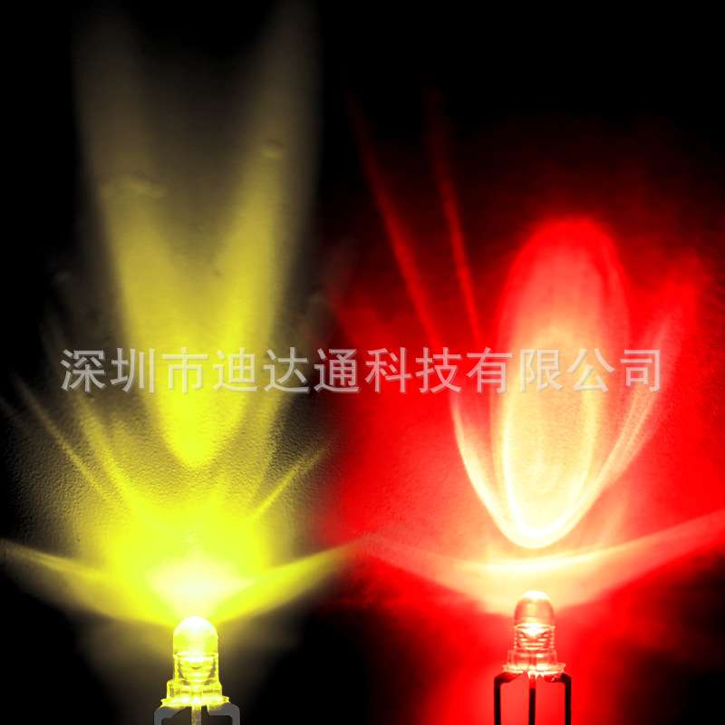 F3红黄双色透明共阴 3mm圆头红黄双色透明共阴 三脚双色led灯珠