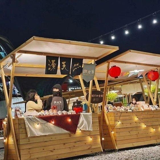 户外摊位架移动箱体夜市摆摊活动售货促销集市木质展示架折叠花车