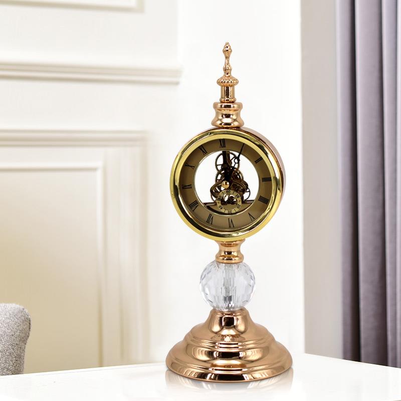 欧式轻奢钟表座钟美式奢华复古创意办公室台钟酒柜家居摆件装饰品