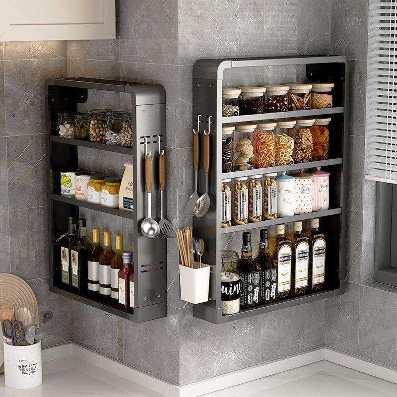 厨房调料调味品置物架免打孔壁挂式家用油盐酱醋多层多功能收纳架