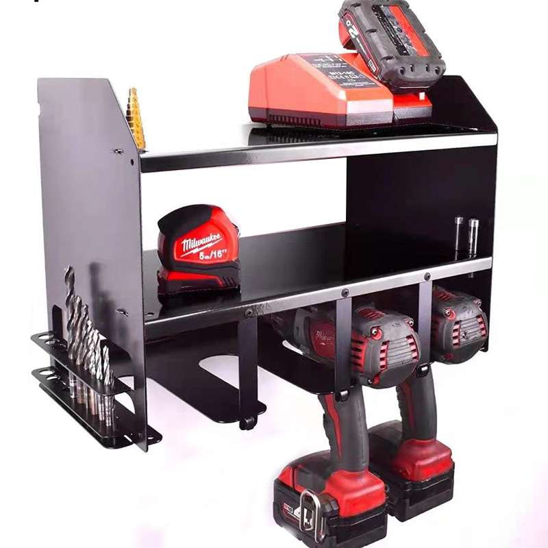 跨境美式仓库重型工具储物架铁艺电钻架 壁挂式工具架收纳置物架