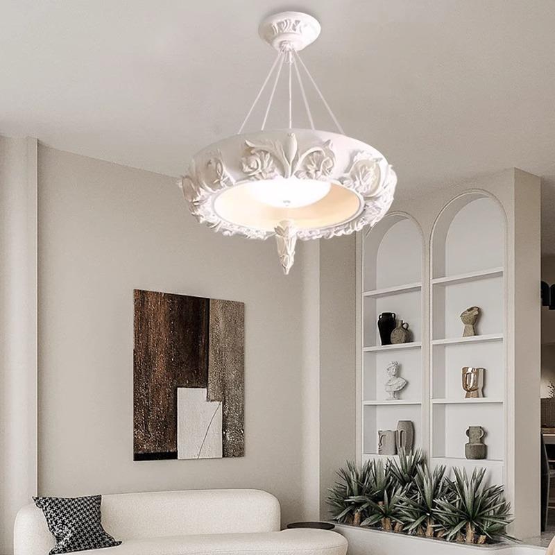 复古石膏灯Athena法式雕花客厅吊灯设计师奶油风卧室主灯餐厅灯具