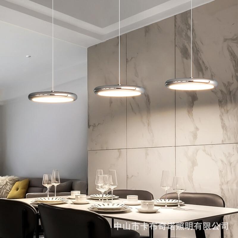 轻奢餐厅吊灯现代简约三头吧台吊灯北欧极简圆形长盘餐桌饭厅吊灯