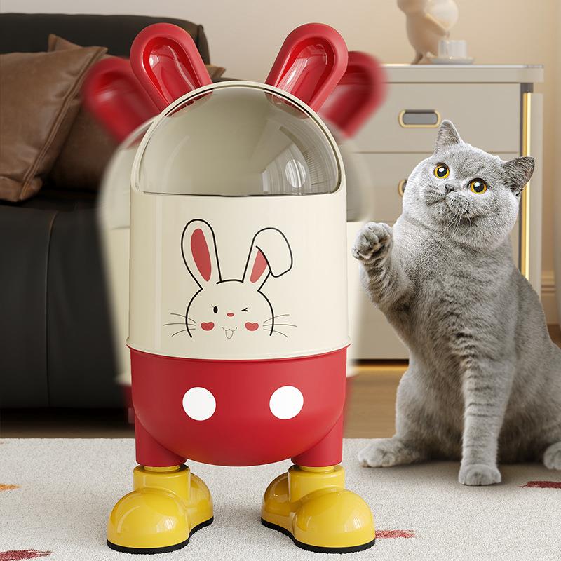 推盖垃圾桶客厅卧室纸篓可爱卡通大容量高颜值卫生间厨房圾垃桶