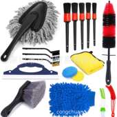 汽车清洁套装 亚马逊热卖 18pcs 汽车轮毂刷细节刷汽车轮胎缝隙刷