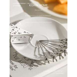 风金属轻奢家用北欧可爱水果叉子装饰摆件水果签创意