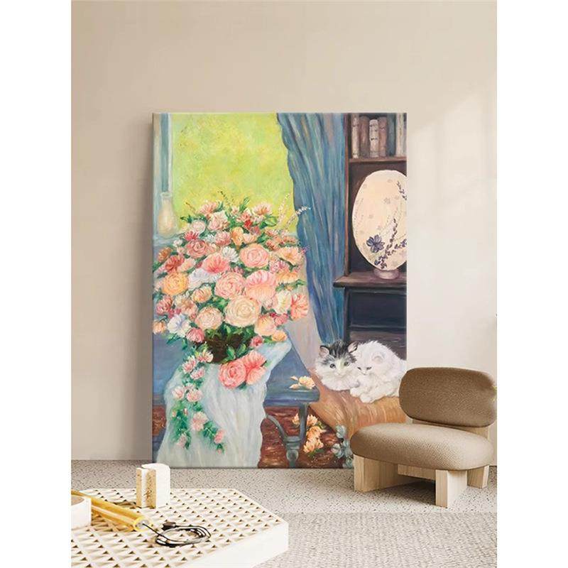 意式客厅装饰画彩色花卉电表箱挂画抽象小众艺术入户玄关走廊挂画