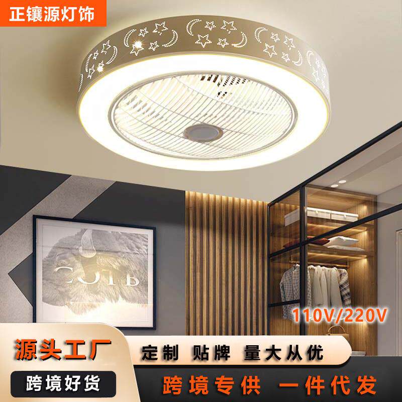 日规跨境110V吸顶卧室风扇灯现代简约客厅餐厅书房吊扇灯中山