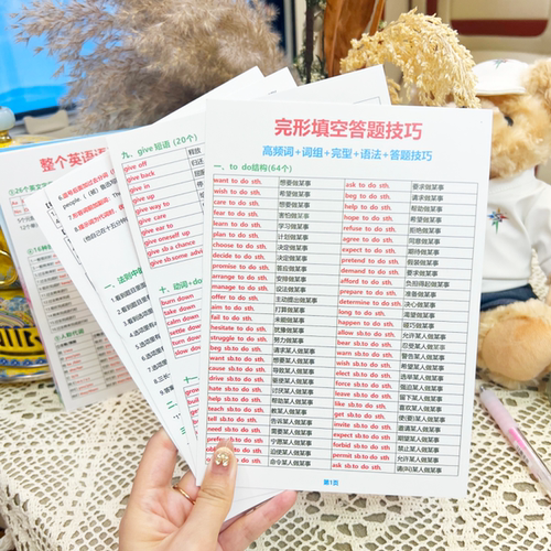 英语语法体系完形填空技巧认知卡