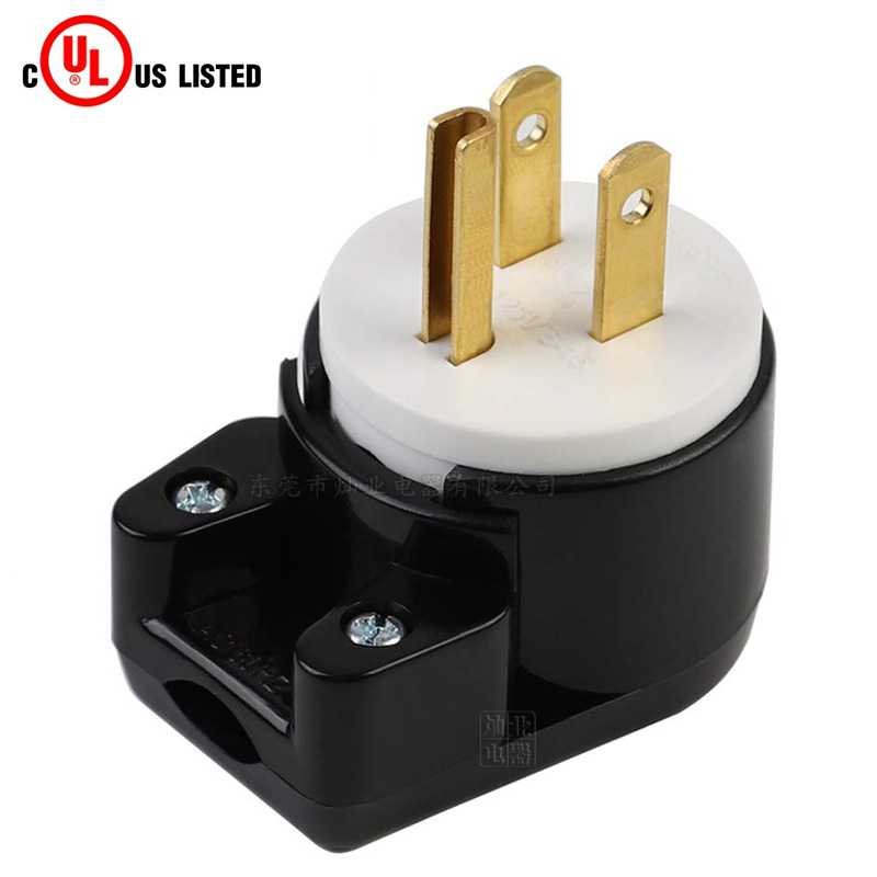 NEMA5-15P旋转式美标插头 日本电源插头 15A125V美标插头90度弯角