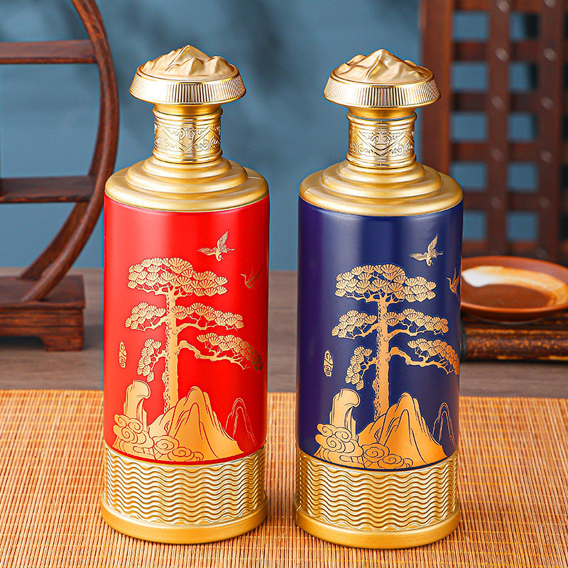 酒瓶空瓶高档密封玻璃500ml一斤迎客松定制礼盒包装白酒存酒空瓶