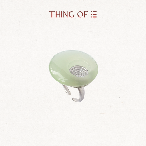 THING OF E【茶】系列 新生-玛瑙圆环波纹戒指 纯银镀金轻禅意