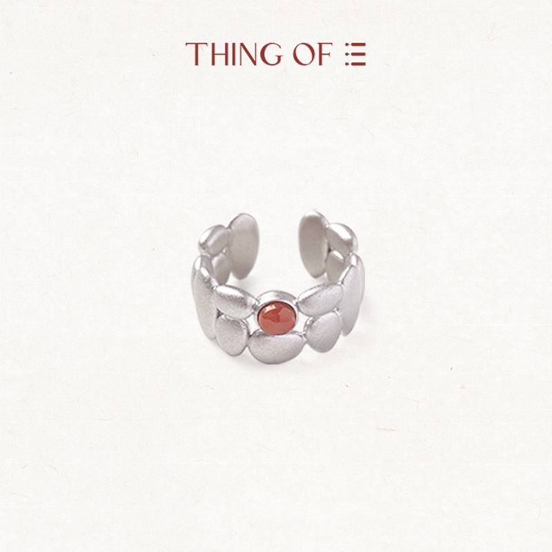THING OF E【赤】系列 石状包镶宝石开口戒指 高级感时尚百搭戒指