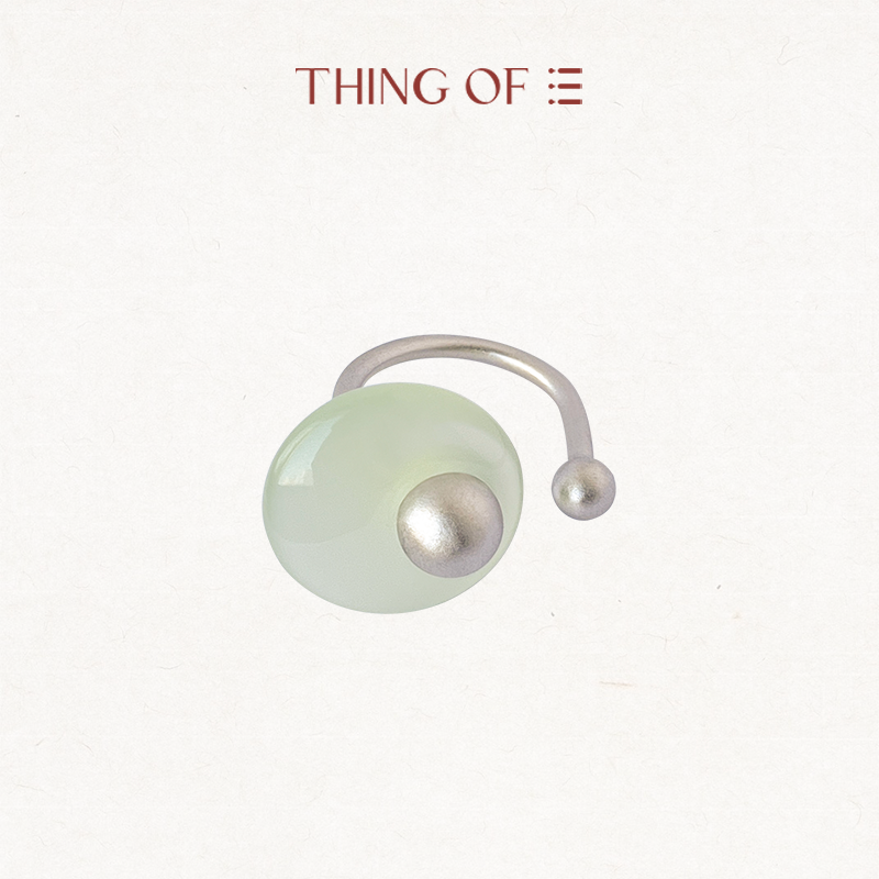 THING OF E【茶】系列 新生-玛瑙圆环开口装饰戒指 纯银镀金小众