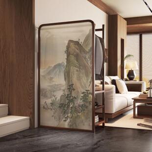 入户宋氏美学隔断衣架客厅遮挡屏风挡床置物架实木新中式可移动