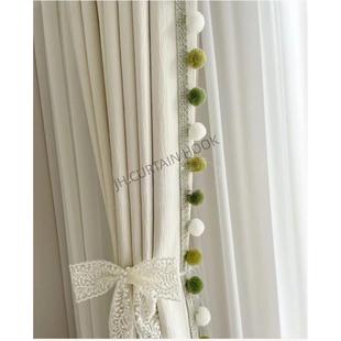 简约现代新款窗帘绒球花边装饰立边毛绒球辅料窗纱布点缀吊穗流苏