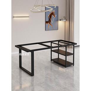 岩板茶台双层桌脚大理石桌子腿支架大板茶桌钢架会议黑色极简桌腿