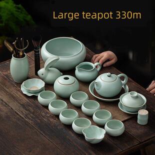 钧瓷茶具汝窑冰裂功夫套装家用客厅陶泡茶壶开片轻奢茶杯高端礼品