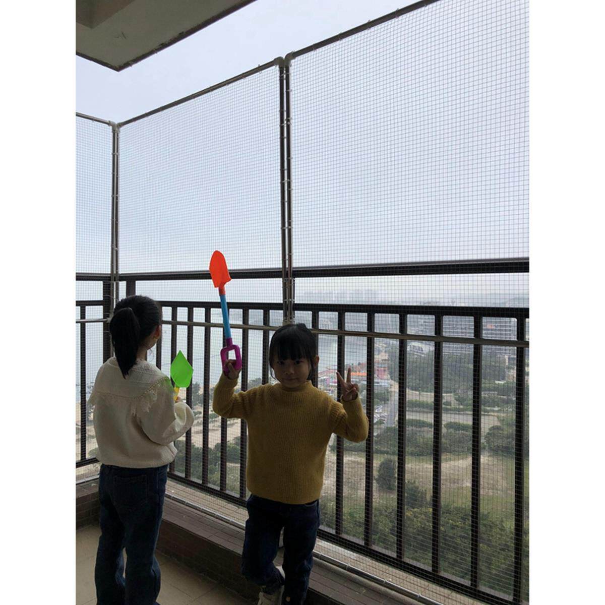 儿童阳台防坠防护网高空防坠防护网楼梯栏杆走廊护栏加高防猫网
